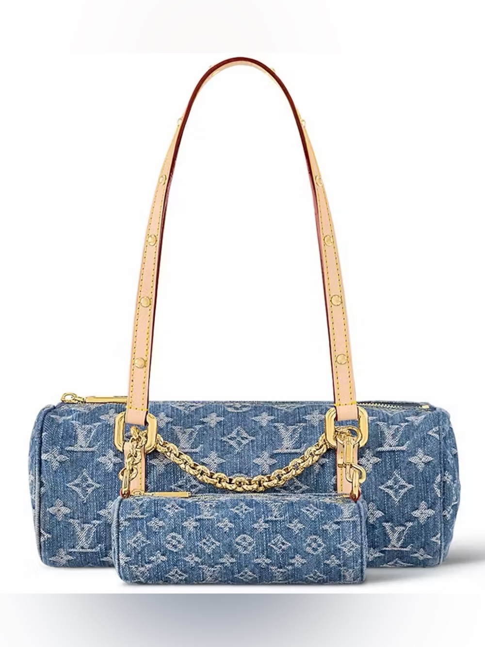 ‼️Authentic Louis Vuitton Denim Monogram Papillon Shoulder Bag With Mini Bag